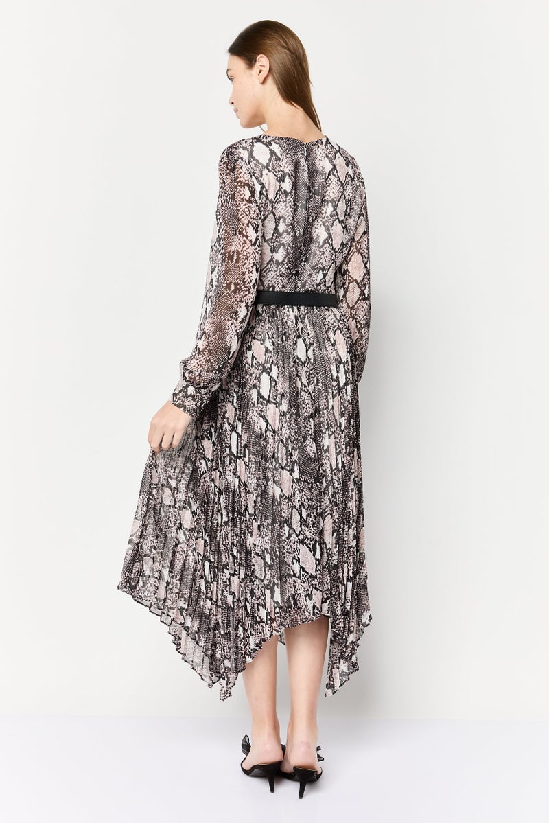 Phase Eight Women Snakeskin Belted Midi Dress, Multicolor - Image 4