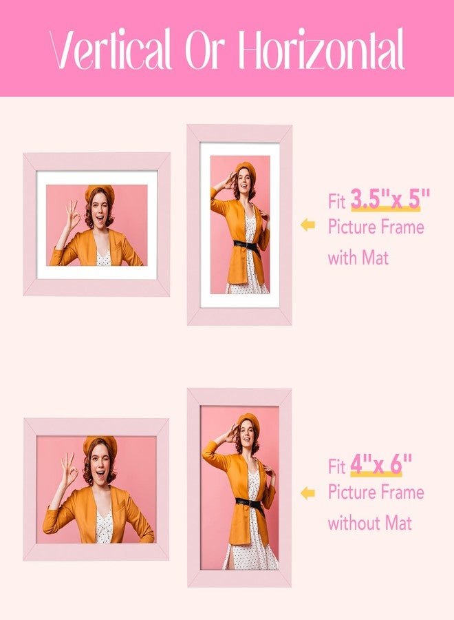 توينج إطار صور TWING مقاس 4×6، إطار صور وردي فاتح لعرض صور مقاس 3.5×5 مع إطار داخلي أو 4×6 بدون إطار داخلي، إطار صور ملون للتعليق على الحائط أو العرض على الطاولة، هدية مثالية للعائلة والأصدقاء، عبوة واحدة - Image 3