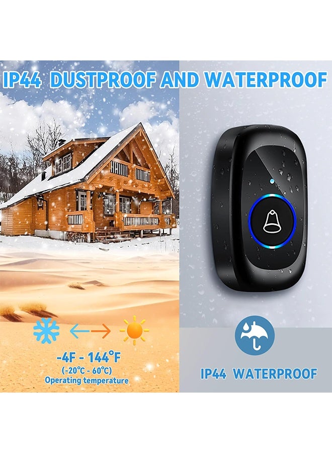 Wireless Doorbell Kit, with 2 Waterproof Push Buttons and 1 Receiver, 300m Range, 5 Volume Levels, Waterproof, Dustproof for Office and Home - Image 5