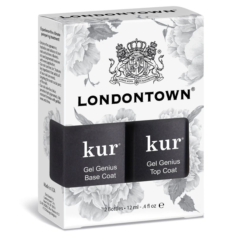 LONDONTOWN kur Gel Genius Gel-Like Set, Top Coat & Base Coat Set For Long Lasting Manicure - Image 2