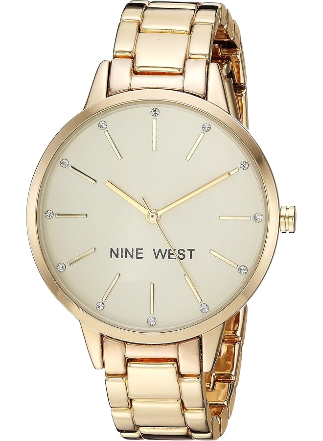 ناين ويست ساعة نسائية بسوار مرصع بالكريستال - Image 1