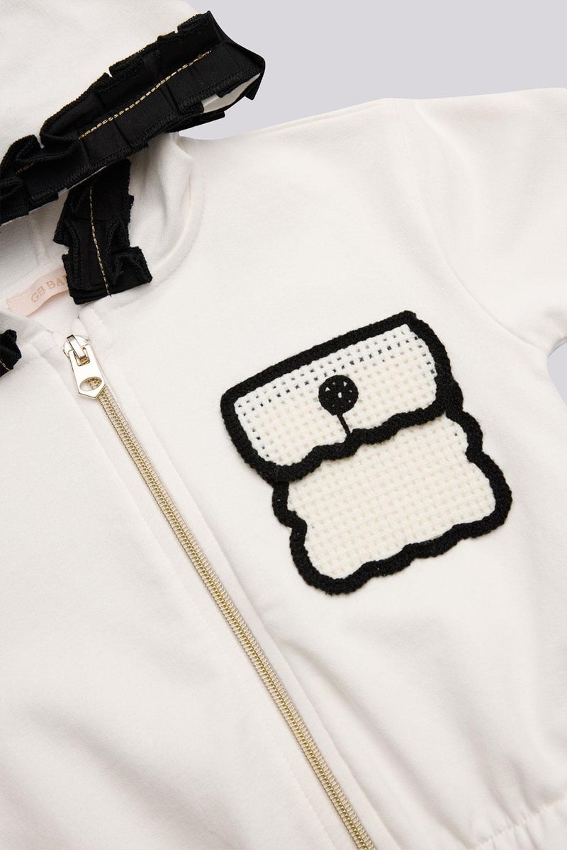 GB Baby Bg Store Baby Girl Ecru Tracksuit Top  - Image 3