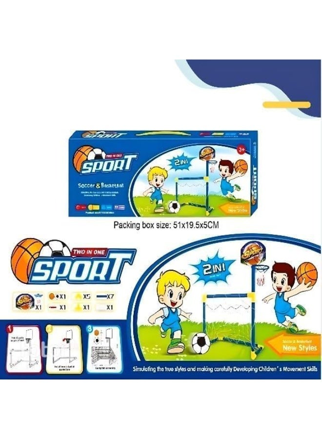 2-in-1 Football Goal Set with Basketball Hoop Set for Kids - Image 1