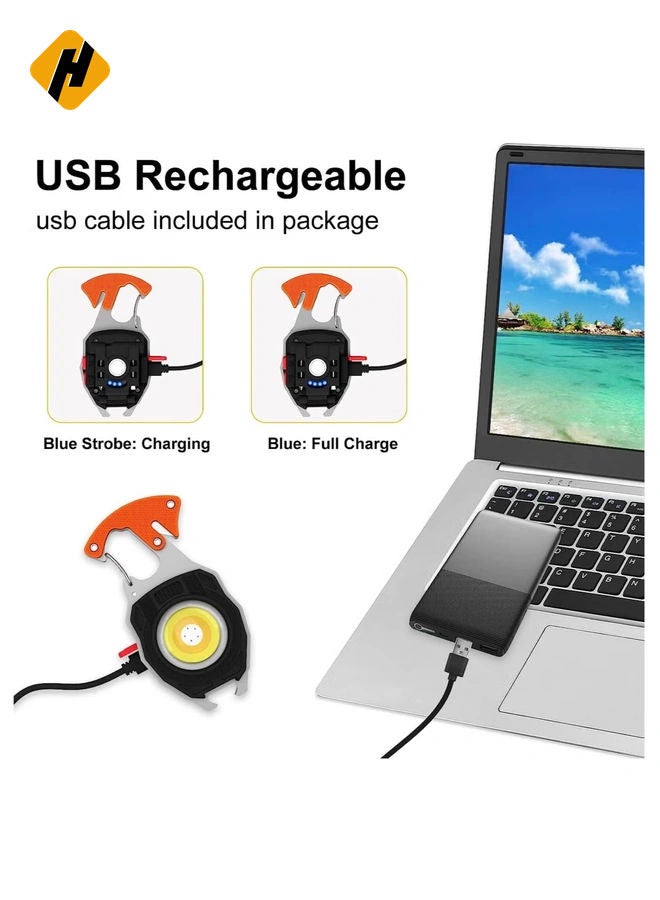 HuHa Portable Mini LED Small Work Light Keychain Flashlight 7 Modes 800 Lumens Rechargeable Inspection Lights with Bottle Opener Magnetic Base for Camping Repair Emergency Lighting  - Image 5