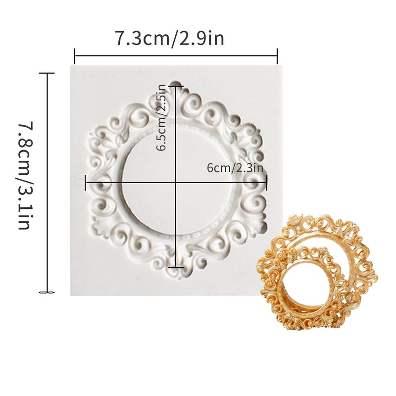 SK 1Pcs Mini Frame Silicone Mold Sugarcraft Cake Decorating Tools Fondant Gompaste Molds 3.1x2.9"" (Large)  - Image 2