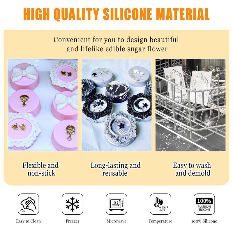 SK 1Pcs Mini Frame Silicone Mold Sugarcraft Cake Decorating Tools Fondant Gompaste Molds 3.1x2.9"" (Large)  - Image 3