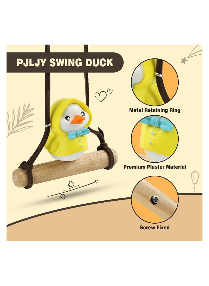 KASTWAVE Swing Duck Car Hanging Ornament, Cute Duck Car Mirror Hanging Accessories, Car Pendant Interior Funny Decoration for Teens & Women Men (with Blue Bow) - Image 4