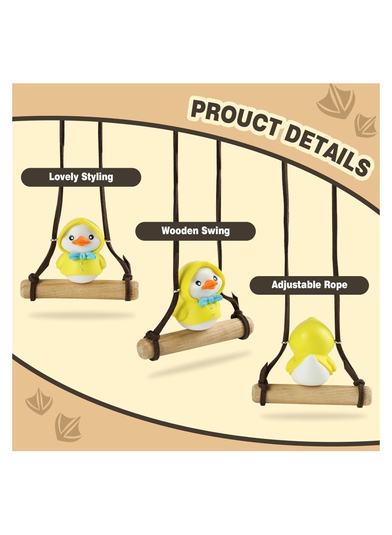 KASTWAVE Swing Duck Car Hanging Ornament, Cute Duck Car Mirror Hanging Accessories, Car Pendant Interior Funny Decoration for Teens & Women Men (with Blue Bow) - Image 2