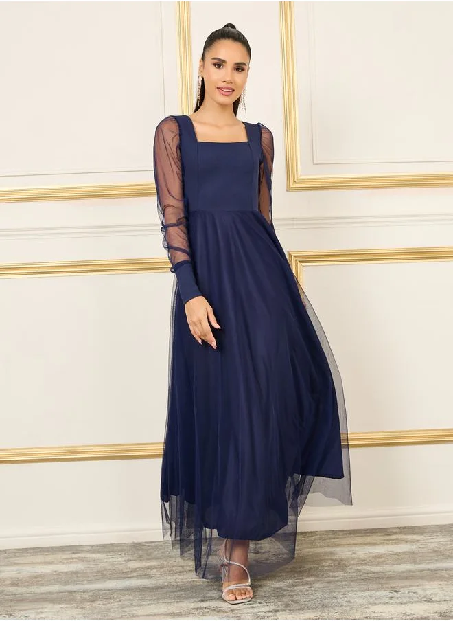 ستايلي Mesh Layer A-line Maxi Dress