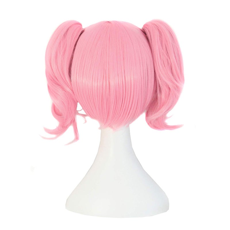 MapofBeauty MapofBeauty Lolita Pink Short Straight Clip on Ponytails Cosplay Wig  - Image 2