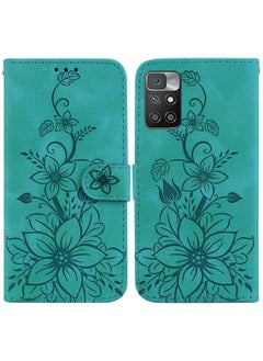 Case Cover For Xiaomi Redmi 10 / 10 Prime Lily Embossed Leather Phone Case Green