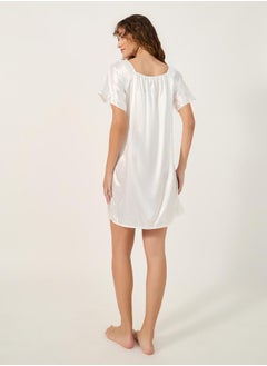 Styli Satin Lace Trim Gathered Detail Night Dress  - Image 4