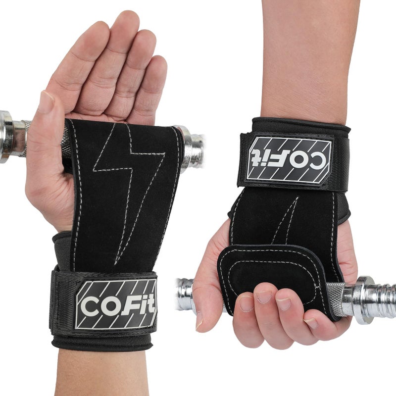 COFIT Wrist Straps for Weightlifting, Workout Wrist Wraps with Dual-Layer Oxford Leather, Enhanced Grip for Optimal Hand and Wrist Protection for Deadlift and Dumbbel - Standard size Black - Image 1