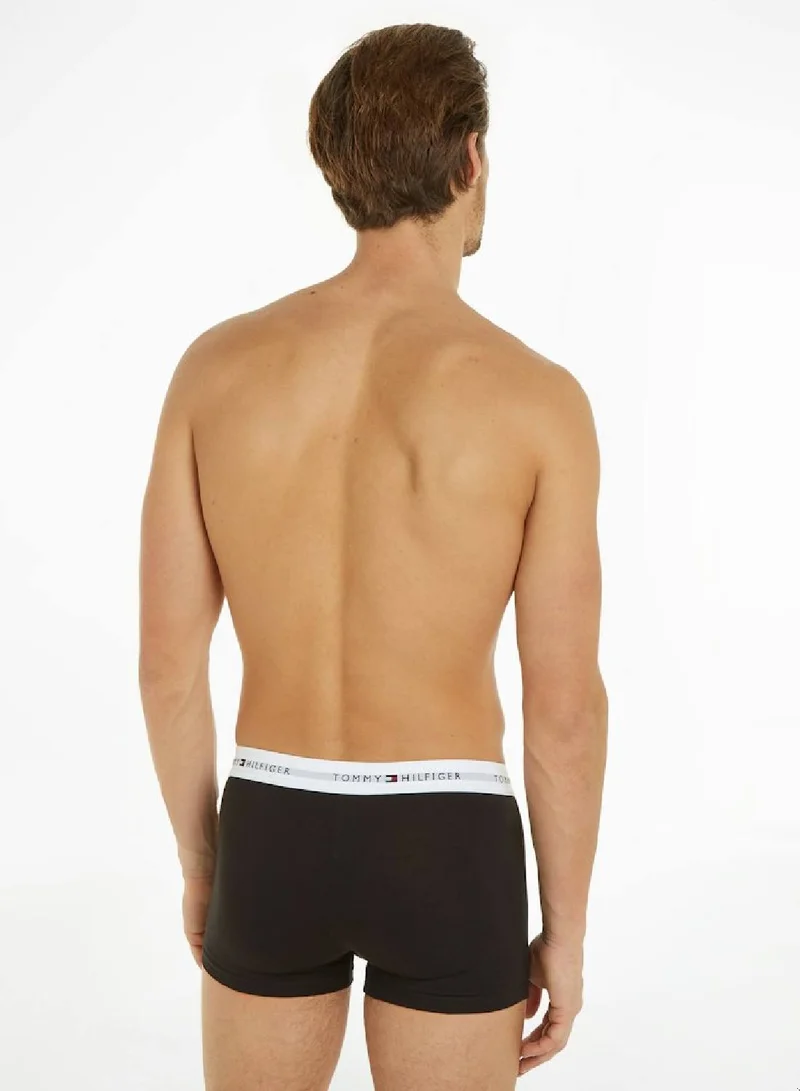 TOMMY HILFIGER Men's 3-Pack Stretch Cotton Logo Trunks - Cotton, Blue