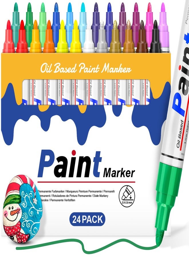 DAPAWIN Paint Pens Paint Markers - 24 Count Permanent Markers for Rock - Image 1
