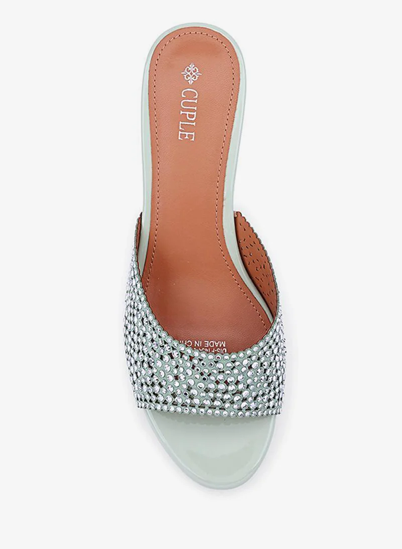 Cuple Green Elegant heel slippers designed for a chic look. for Women | Best Price UAE