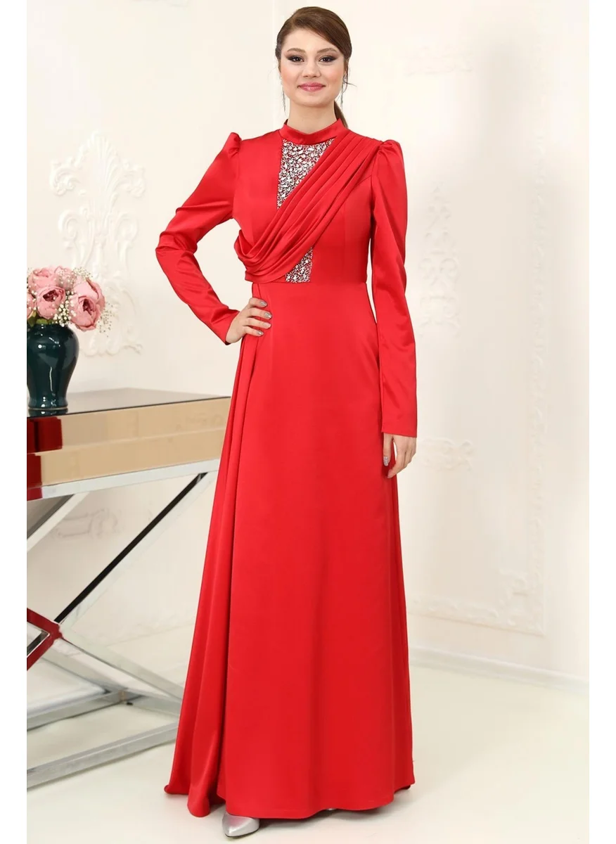 Esilanur Zen Hijab Evening Dress Red