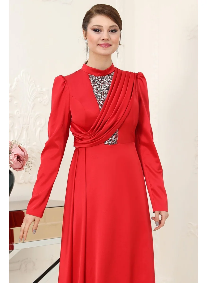 Esilanur Zen Hijab Evening Dress Red