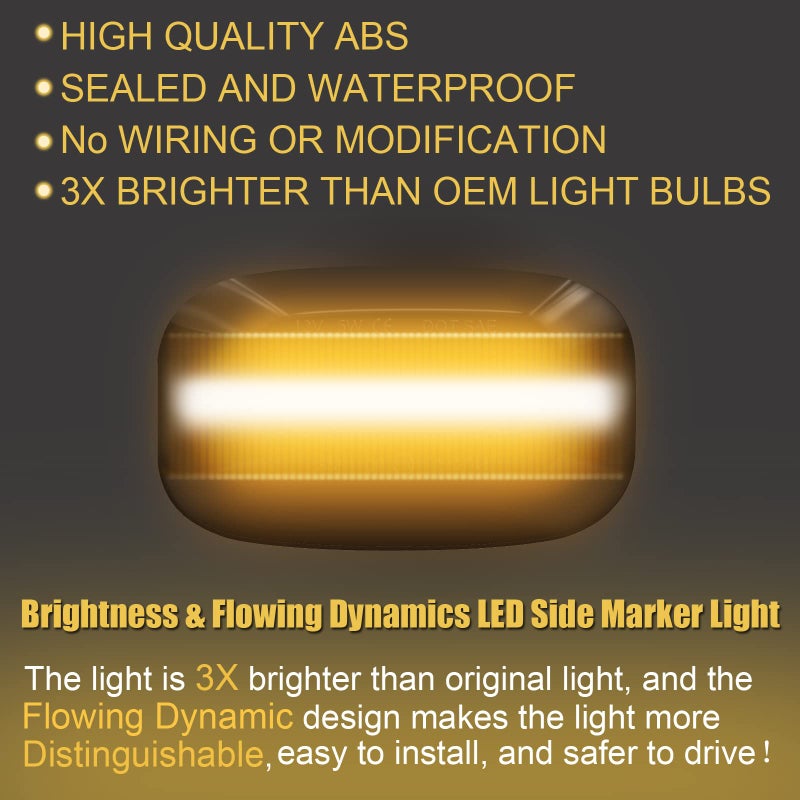 Generic Brliantux 1 Pair Amber Smoked Cover Dynamic LED Side Marker Turn Signal Light Flowing Blinker for Toyota Vigo Hilux Corolla RAV 4 Camry 2002-2009 - Image 2