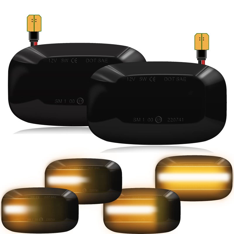 Generic Brliantux 1 Pair Amber Smoked Cover Dynamic LED Side Marker Turn Signal Light Flowing Blinker for Toyota Vigo Hilux Corolla RAV 4 Camry 2002-2009 - Image 1