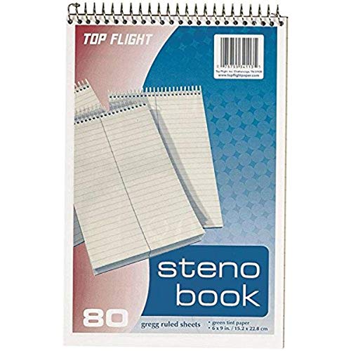 Top Flight Steno Book, 6 x 9 In, White, 80 Sheets - Image 1