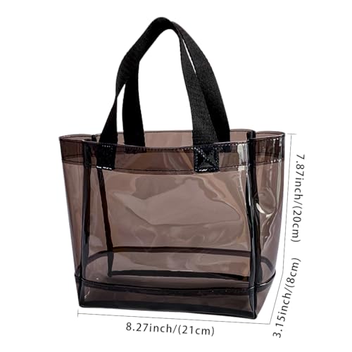 TotePrint Clear 1 Packs Small Tote Work Bag,8.27 inches x 7.87 inches x 3.15 inches Gift Wrap Handbag for Bridal and Birthday Party,Travel Makeup Pouch with Handle (1pcs-black) - Image 4