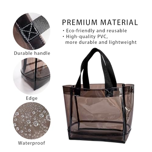 TotePrint Clear 1 Packs Small Tote Work Bag,8.27 inches x 7.87 inches x 3.15 inches Gift Wrap Handbag for Bridal and Birthday Party,Travel Makeup Pouch with Handle (1pcs-black) - Image 5