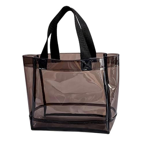 TotePrint Clear 1 Packs Small Tote Work Bag,8.27 inches x 7.87 inches x 3.15 inches Gift Wrap Handbag for Bridal and Birthday Party,Travel Makeup Pouch with Handle (1pcs-black) - Image 1