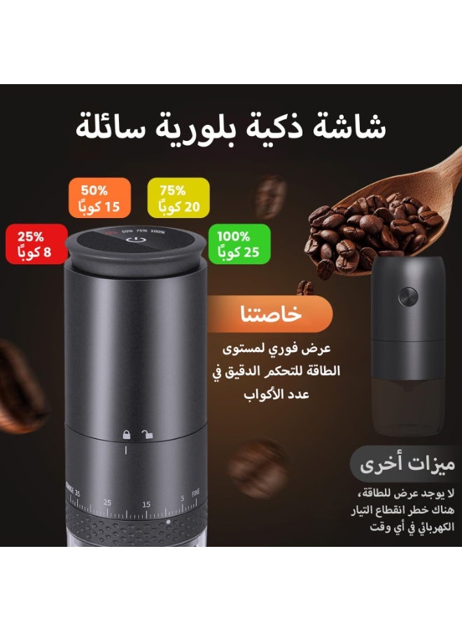 فلوكسهوم مطحنة قهوة كهربائية قابلة للشحن، طاحونة بمسنّنات (Burr) مع 38 إعداد طحن دقيق، مسنّنات مخروطية خزفية، شحن USB-C، محمولة للمنزل والسفر والتخييم (زر لمس للتشغيل) - Image 3