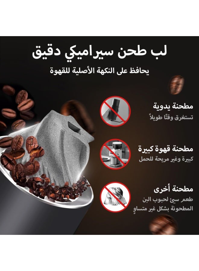 فلوكسهوم مطحنة قهوة كهربائية قابلة للشحن، طاحونة بمسنّنات (Burr) مع 38 إعداد طحن دقيق، مسنّنات مخروطية خزفية، شحن USB-C، محمولة للمنزل والسفر والتخييم (زر لمس للتشغيل) - Image 5