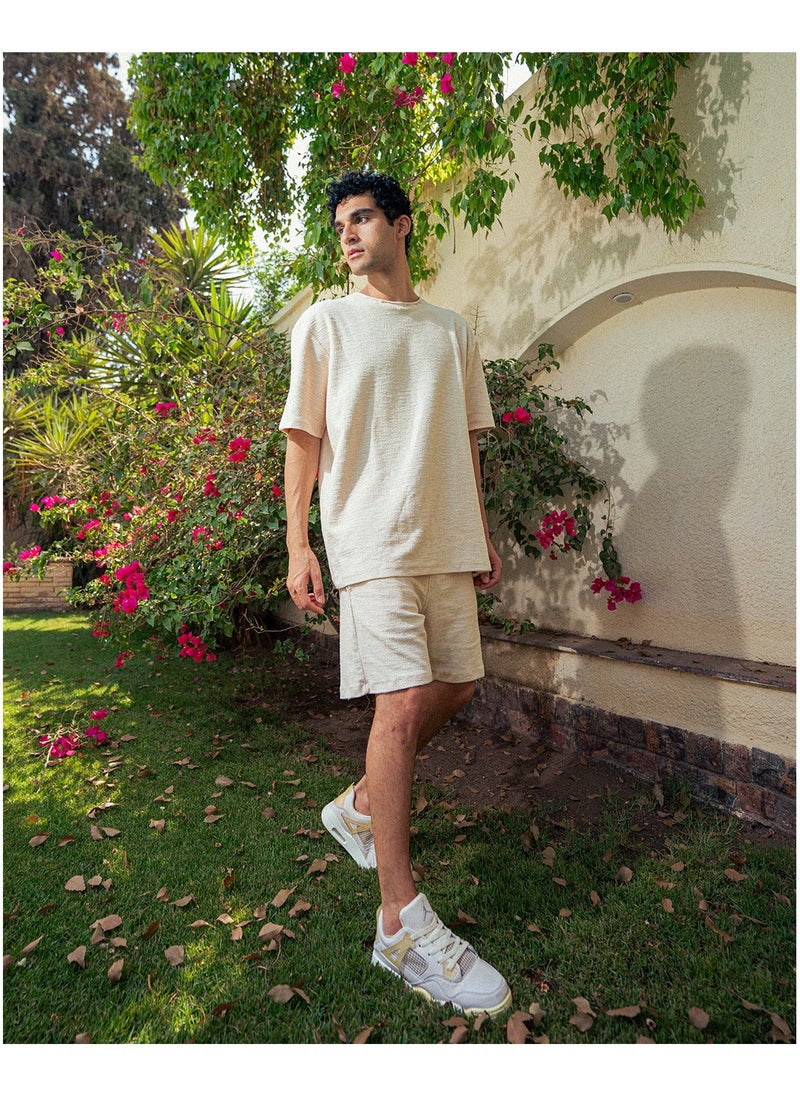Men's Textured Beige Short