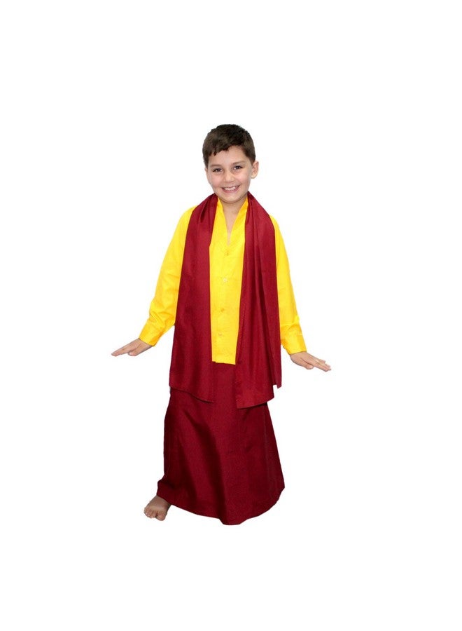 Kaku Fancy Dresses Buddha Fancy Dress Costume/Shaolin Costume For Kids/Tibetan Monk Costume -Yellow, 3-4 Years, For Boys - Image 1