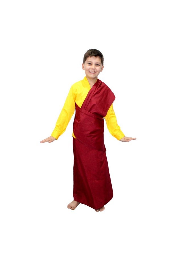 Kaku Fancy Dresses Buddha Fancy Dress Costume/Shaolin Costume For Kids/Tibetan Monk Costume -Yellow, 3-4 Years, For Boys - Image 3