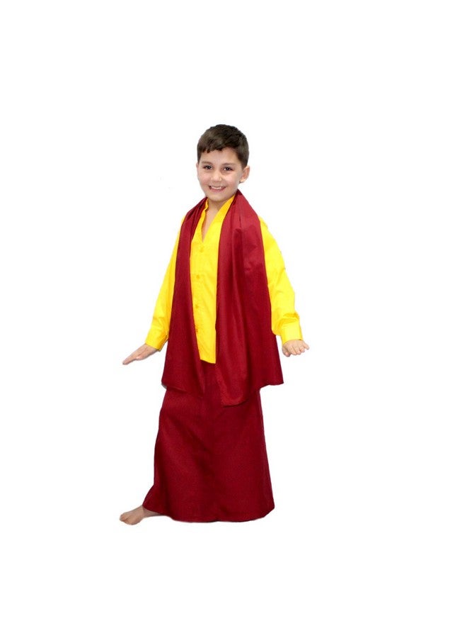 Kaku Fancy Dresses Buddha Fancy Dress Costume/Shaolin Costume For Kids/Tibetan Monk Costume -Yellow, 3-4 Years, For Boys - Image 2