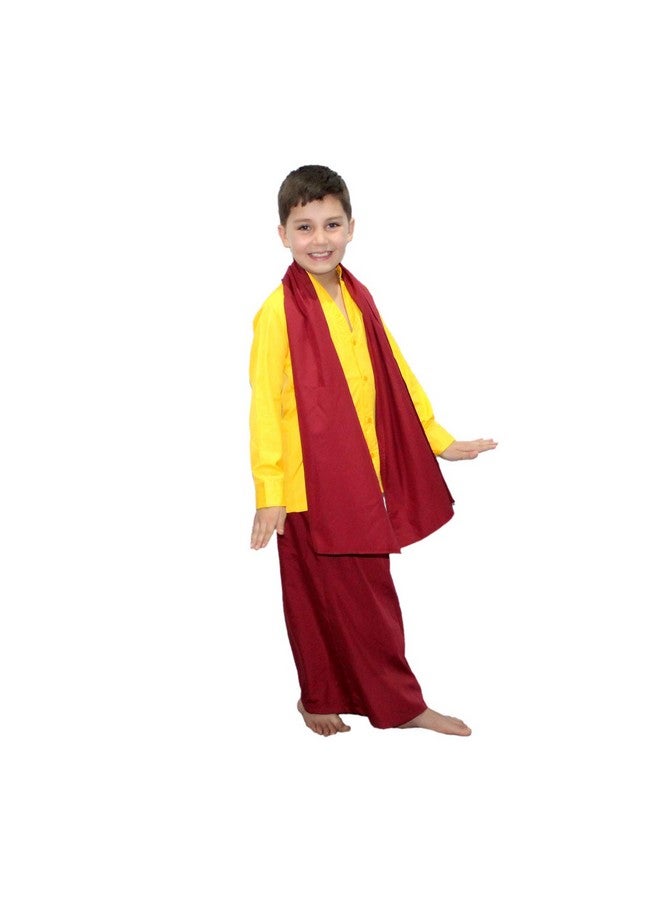 Kaku Fancy Dresses Buddha Fancy Dress Costume/Shaolin Costume For Kids/Tibetan Monk Costume -Yellow, 3-4 Years, For Boys - Image 4