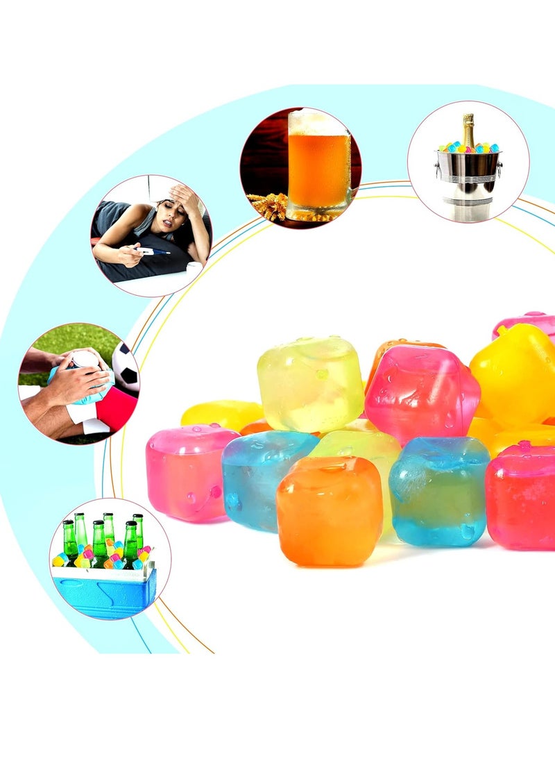 Bukela - Reusable Plastic Ice Cubes 24 Pack Colorful Refreezable Ice Cubes for drinks or Coffee, Washable Non-Melting Ice Cubes Non-Diluting - Image 1