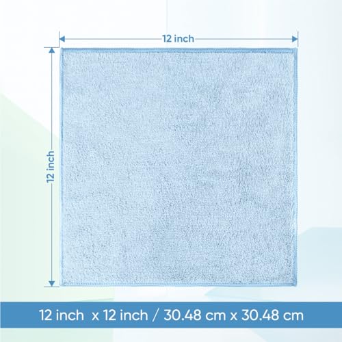 HOMEXCEL Microfiber Washcloths 12 Pack Highly Absorbent and Soft Face Towel MultiPurpose Wash Cloths for Bathroom Gym Hotel Spa and Kitchen Multicolor 12x12 Inch Blue - Image 3