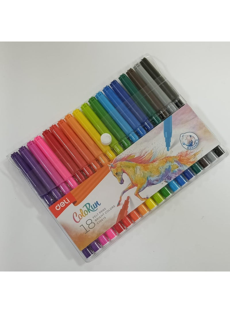 ديلي أقلام لباد ديلي C10013 بألوان زاهية، عبوة من 18 لونًا - Image 1