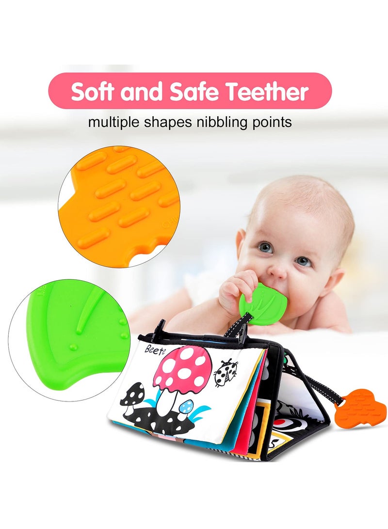 Baby Tummy Time Mirror Flip Baby Mirror Floor with Teether Soft Cloth Book Black and White Sensory Toys Newborn Mirror Toy Developmental Gift for Infants Girls Boys 0-6 Months  - Image 2