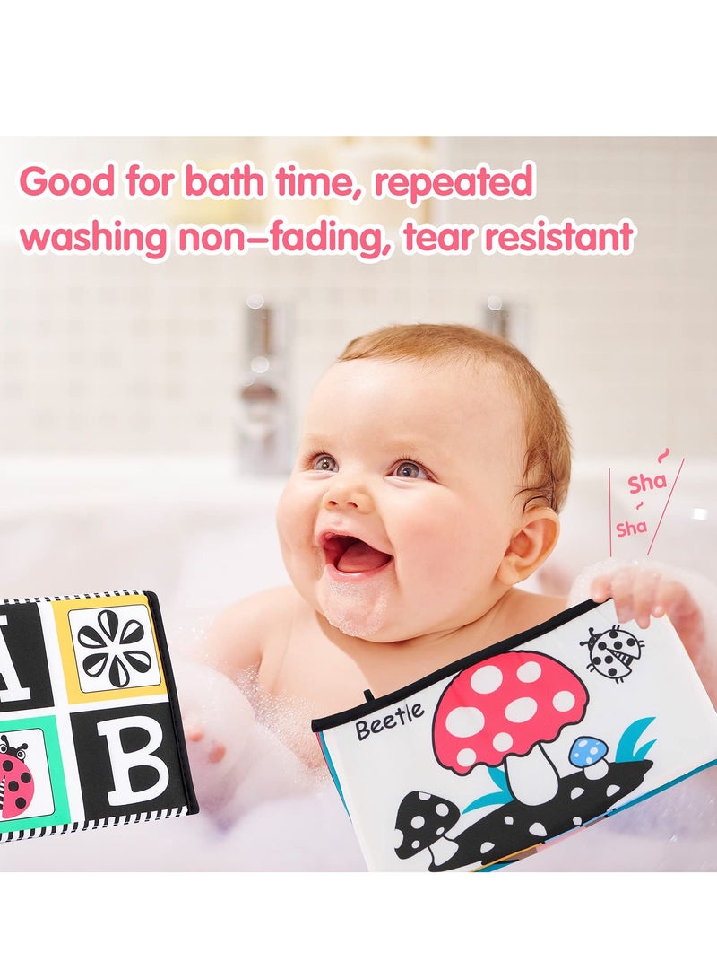 Baby Tummy Time Mirror Flip Baby Mirror Floor with Teether Soft Cloth Book Black and White Sensory Toys Newborn Mirror Toy Developmental Gift for Infants Girls Boys 0-6 Months  - Image 3