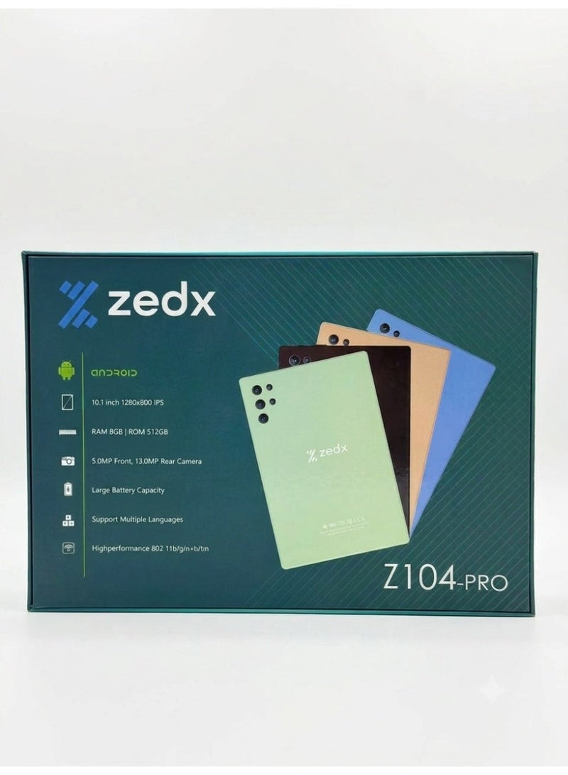 زيدكس جهاز ZEDX Z104-PRO اللوحي، شاشة 10.1 بوصة، ذاكرة وصول عشوائي 8 جيجابايت، ذاكرة تخزين داخلية 512 جيجابايت، شاشة IPS بدقة 1280×800 بكسل، لون أسود - Image 2