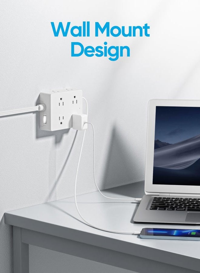 Olcorife - Power Strip for Surge Protection, 5ft Ultra Thin Flat Extension Cord, 8 Outlets 4 USB Ports (1 USB C), Wall Plug Outlet Extender - Image 5