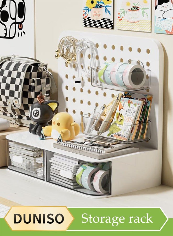 DUNISO Desktop Vertical Storage Rack, Dust Proof And Moisture Proof Student Desk Storage Rack, Multifunctional Storage Rack With Drawers, Not Easily Deformed, Suitable For Families, Dormitories And Classrooms - Image 1