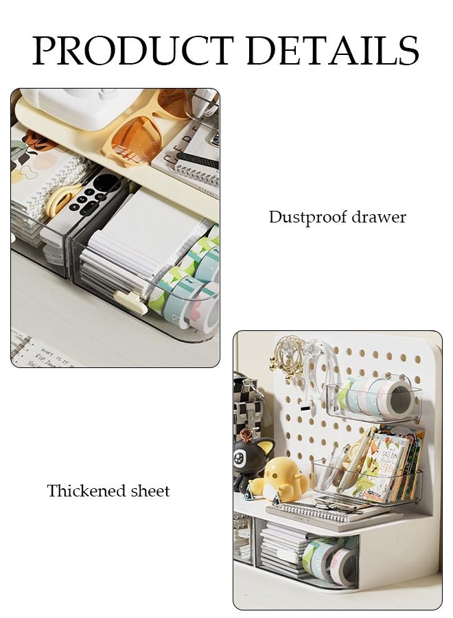 DUNISO Desktop Vertical Storage Rack, Dust Proof And Moisture Proof Student Desk Storage Rack, Multifunctional Storage Rack With Drawers, Not Easily Deformed, Suitable For Families, Dormitories And Classrooms - Image 3