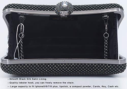DEXMAY DM Dexmay Rhinestone Crystal Ring Clutch Purse Luxury Evening Bag for Bridal Wedding Party Pewter - Image 5