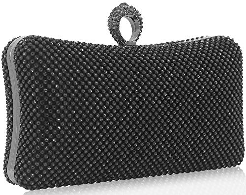 DEXMAY DM Dexmay Rhinestone Crystal Ring Clutch Purse Luxury Evening Bag for Bridal Wedding Party Pewter - Image 2