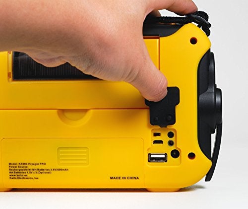 Kaito Voyager Pro KA600 Digital Solar Dynamo Crank Wind Up AM/FM/LW/SW & NOAA Weather Emergency Radio with Alert, RDS & Smart Phone Charger, Yellow - Image 5