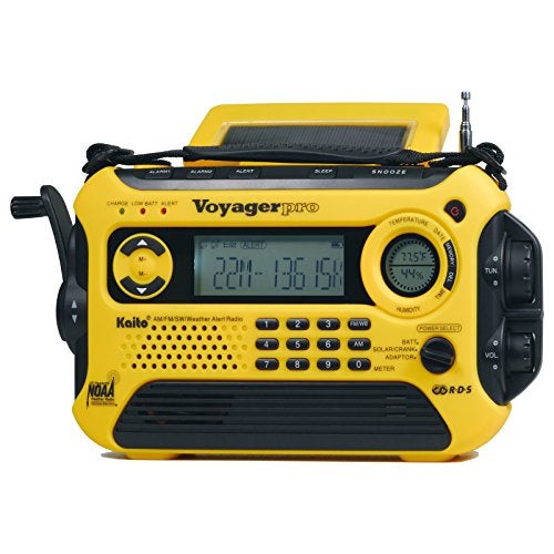 Kaito Voyager Pro KA600 Digital Solar Dynamo Crank Wind Up AM/FM/LW/SW & NOAA Weather Emergency Radio with Alert, RDS & Smart Phone Charger, Yellow - Image 3