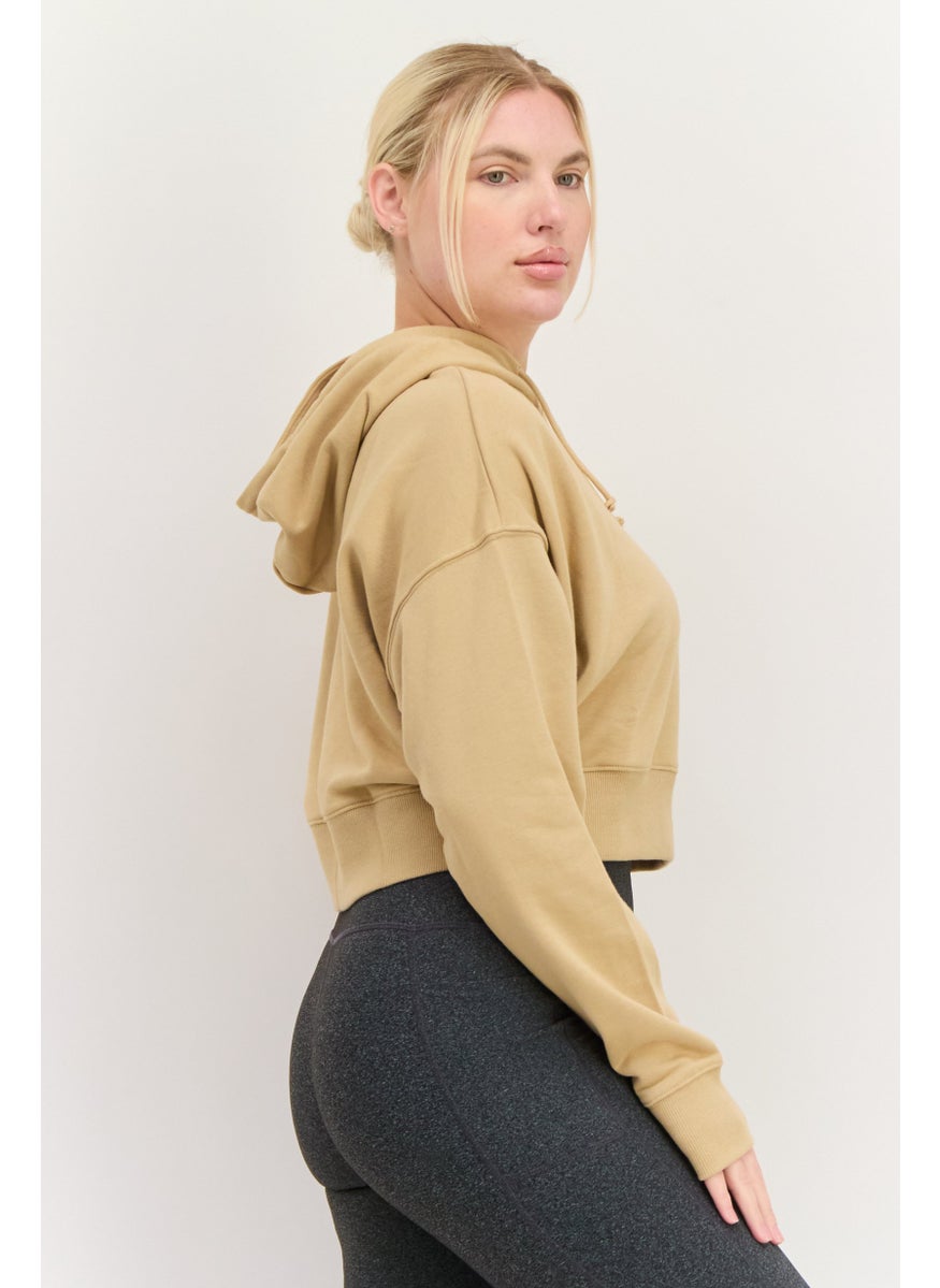 PUMA Women Sportswear Fit Long Sleeves Outdoor Hoodie, Beige  - Image 3
