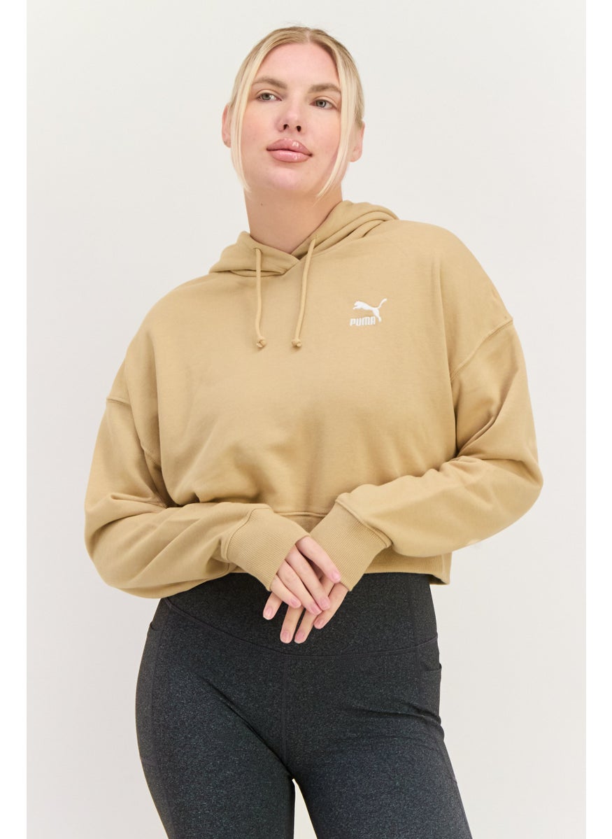 PUMA Women Sportswear Fit Long Sleeves Outdoor Hoodie, Beige  - Image 1